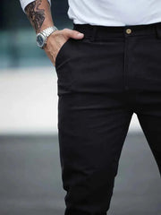 Gambluss Jet-Black Casual Cotton Pant