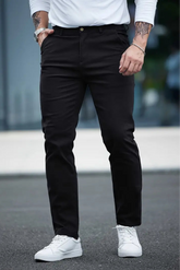 Gambluss Jet-Black Casual Cotton Pant