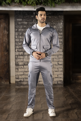 Gambluss Silver Luxe Tracksuit | Imported Tendra Fabric | High-Stretch Warm Tracksuit