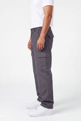 Relaxed Fit Baby Canvas Cotton Cargo Pant – Charcoal