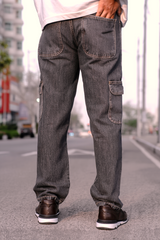 Gambluss Relaxed Fit Denim cargo Pant - Granite