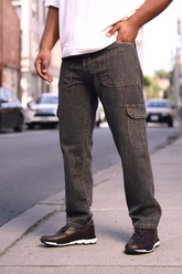 Gambluss Relaxed Fit Denim cargo Pant - Granite
