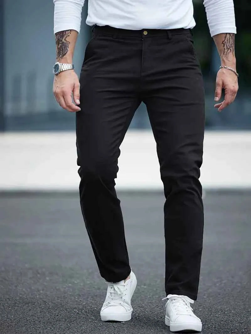 Gambluss Jet-Black Casual Cotton Pant