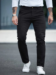 Gambluss Jet-Black Casual Cotton Pant