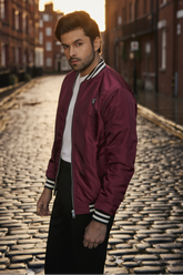 Wine Colour Bomber Jacket