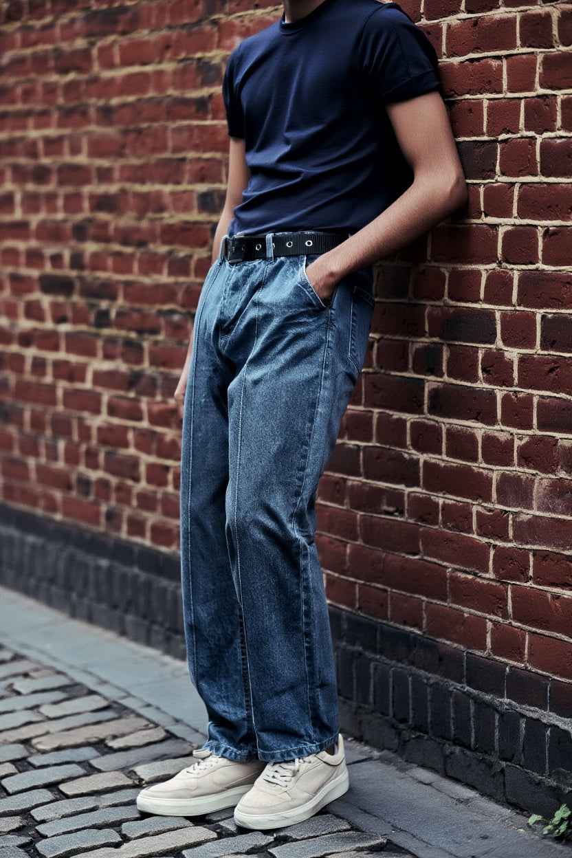 Gambluss Relaxed-Fit Pleated Pant - Gray-Navy