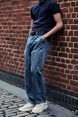 Gambluss Relaxed-Fit Pleated Pant - Gray-Navy