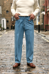 Gambluss Relaxed-Fit Pleated Pant - light blue-CP