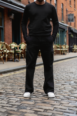 Gambluss Essential Relaxed-Fit Denim cargo Pant- Jet Black-CP