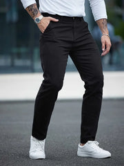 Gambluss Jet-Black Casual Cotton Pant