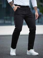 Gambluss Jet-Black Casual Cotton Pant