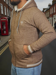 Gambluss Brown Winter Hoodie – Chain Yarn Fleece 350 GSM with Fur Inner