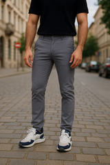 Gambluss Grey Twill Cotton Pant