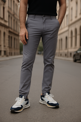 Gambluss Grey Twill Cotton Pant