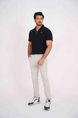 Gambluss Thermal Zipper Polo Shirt -Black