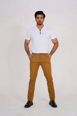 Gambluss Thermal Zipper Polo Shirt -White