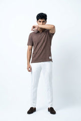 Gambluss Knitted Cotton Textured Brown Polo Shirt | Premium Men's Cotton Blend Polo