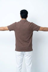 Gambluss Knitted Cotton Textured Brown Polo Shirt | Premium Men's Cotton Blend Polo