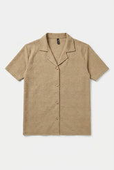 Gambluss Peanut Brown Textured Cuban Collar Shirt | Premium Men's Stretch Half Sleeve Shirt