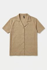 Gambluss Peanut Brown Textured Cuban Collar Shirt | Premium Men's Stretch Half Sleeve Shirt
