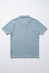 Gambluss Slate Grey Textured Cuban Collar Shirt | Premium Men's Stretch Half Sleeve Shirt