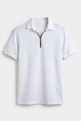 Gambluss Thermal Zipper Polo Shirt -White