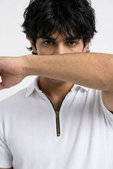 Gambluss Thermal Zipper Polo Shirt -White