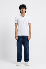 Gambluss Thermal Zipper Polo Shirt -White