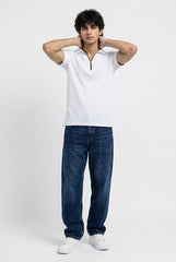 Gambluss Thermal Zipper Polo Shirt -White