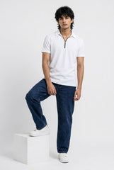 Gambluss Thermal Zipper Polo Shirt -White