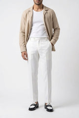 Gambluss White Tuxedo Dress Pants – Premium Formal Fit for Men