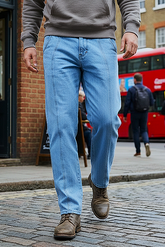 Gambluss Designer Relaxed-Fit Pant- Light Blue