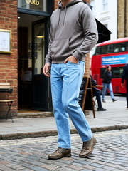 Gambluss Designer Relaxed-Fit Pant- Light Blue