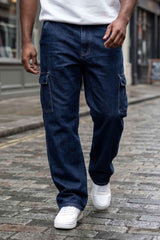 Gambluss Essential Relaxed-Fit Denim Cargo- Dark Navy