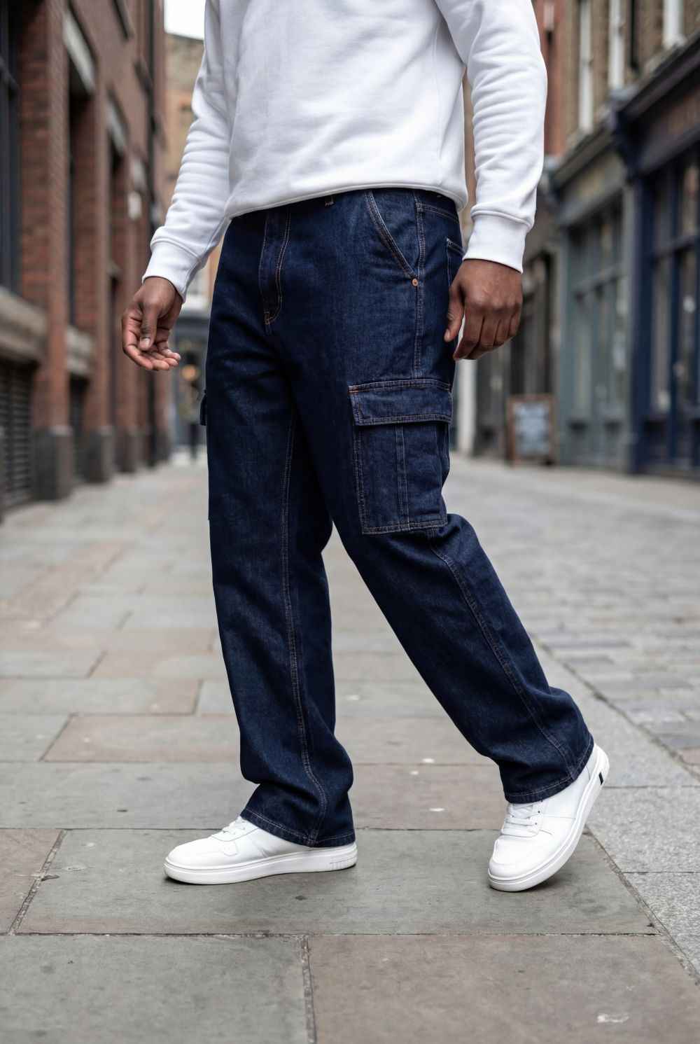 Gambluss Essential Relaxed-Fit Denim Cargo- Dark Navy