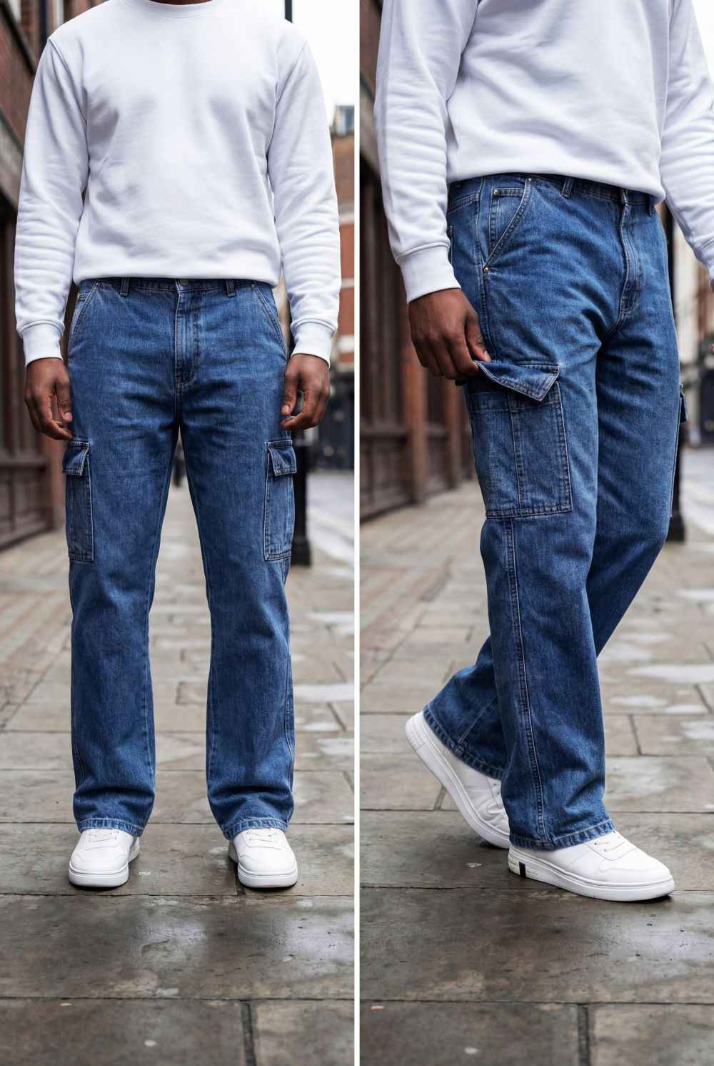 Gambluss Essential Relaxed-Fit Denim Cargo- Navy Blue