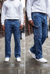 Gambluss Essential Relaxed-Fit Denim Cargo- Navy Blue