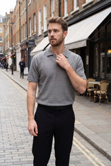 Men’s Grey Textured Turkish Polo Shirt – Johnny Collar | Stretchable Breathable Premium Fabric