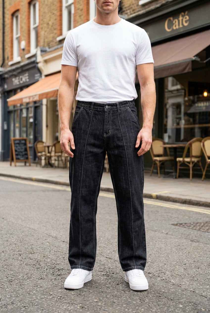 Gambluss Stretchable Belt Relaxed-Fit Pleated Pant-Structured Black - Gambluss Wardrobe