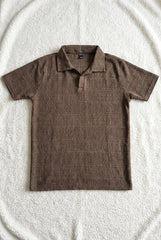 Men’s Brown Textured Turkish Polo Shirt – Johnny Collar | Stretchable Breathable Premium Fabric