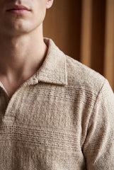 Men’s Beige Textured Turkish Polo Shirt – Johnny Collar | Stretchable Breathable Premium Fabric