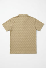 Johnny Collar Embossed Textured Polo Shirt for Men | Beige
