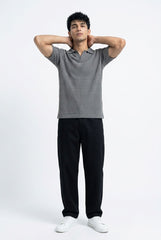 Men’s Grey Textured Turkish Polo Shirt – Johnny Collar | Stretchable Breathable Premium Fabric