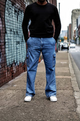 Gambluss Essential Relaxed-Fit Denim Cargo- Navy Blue