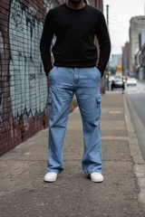 Gambluss Essential Relaxed-Fit Denim Cargo- Light blue