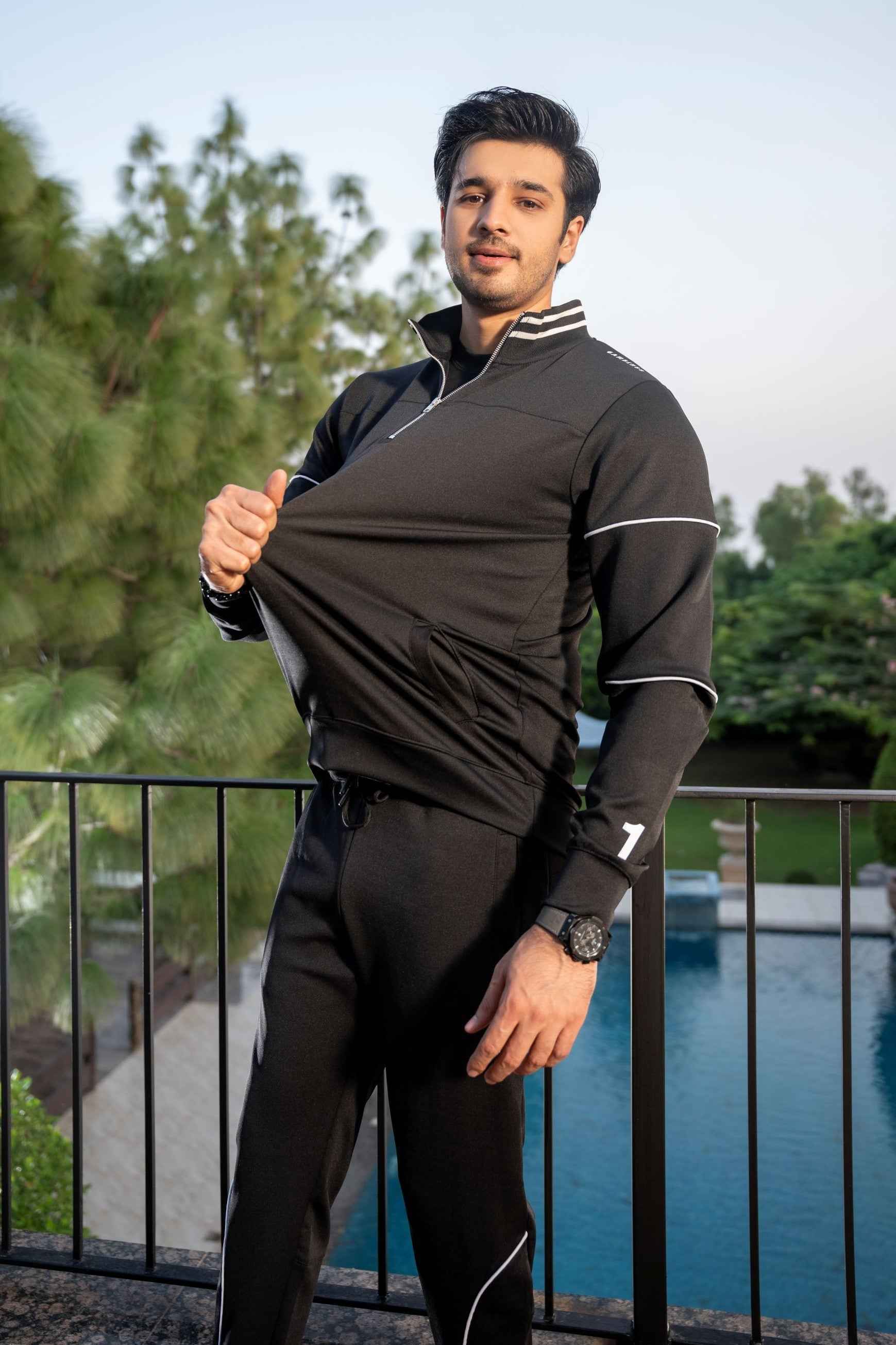 Gam Black Velocity Tracksuit | Imported Scuba Fabric 4-Way Stretch