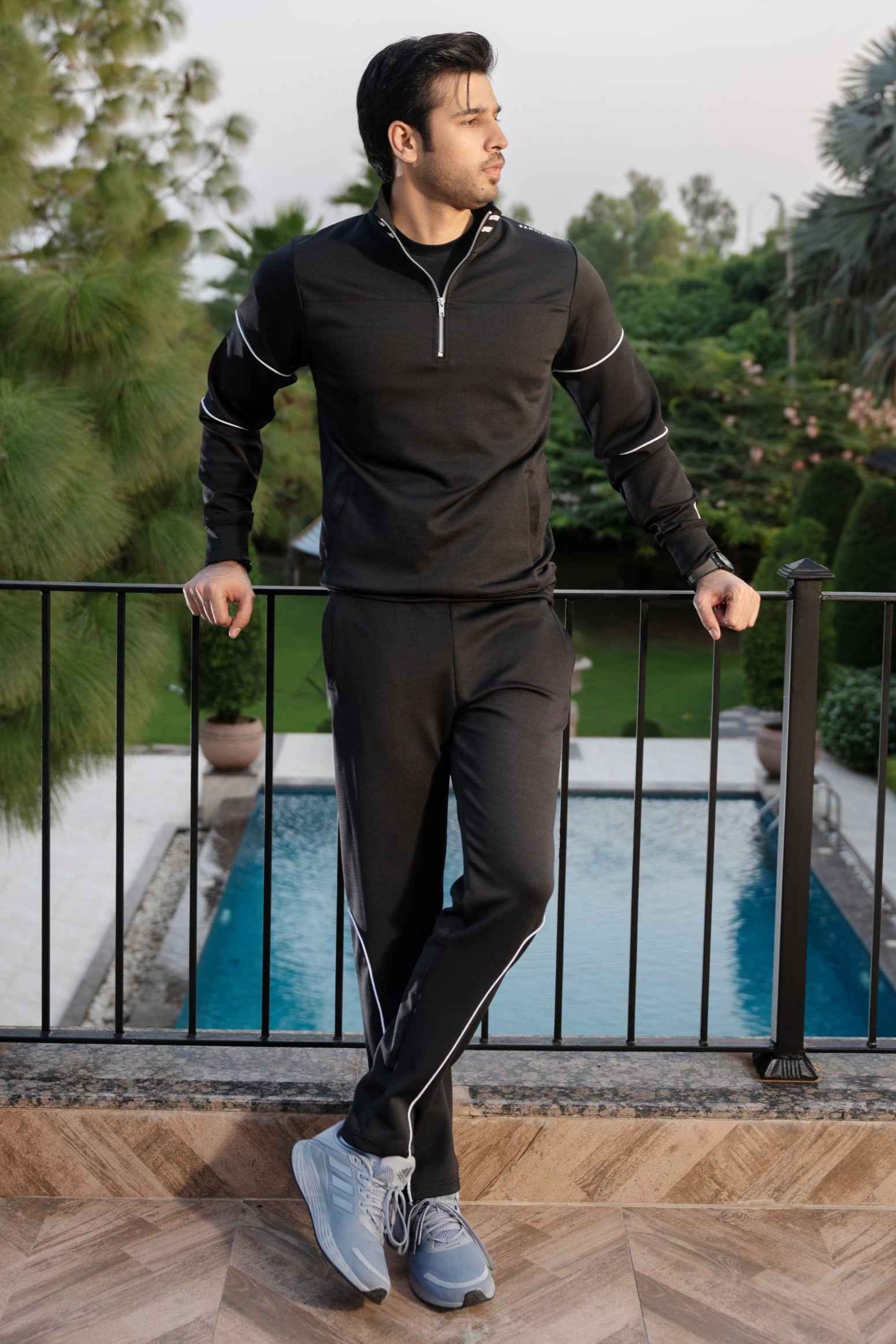 Gam Black Velocity Tracksuit | Imported Scuba Fabric 4-Way Stretch