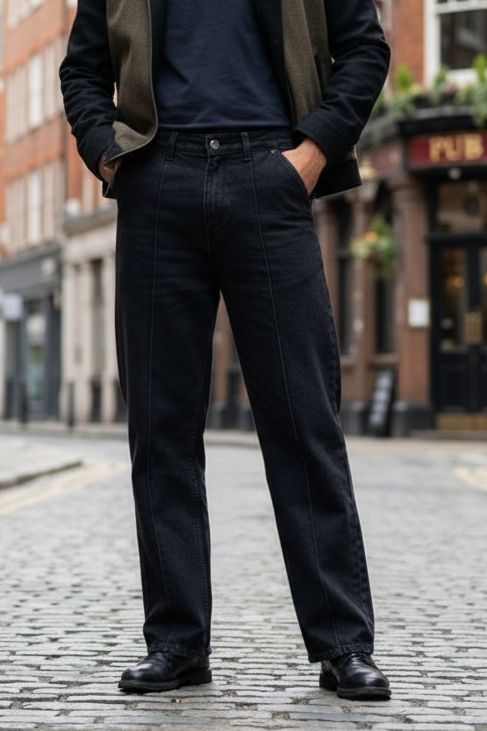 Gambluss Relaxed-Fit Pleated Pant - Black