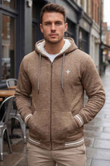 Gambluss Brown Winter Hoodie – Chain Yarn Fleece 350 GSM with Fur Inner