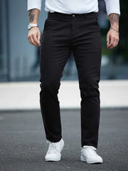 Gambluss Jet-Black Casual Cotton Pant